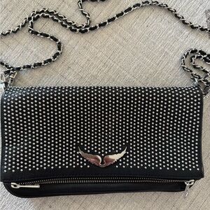 Zadig & Voltaire Black Clutch with Silver Studs
